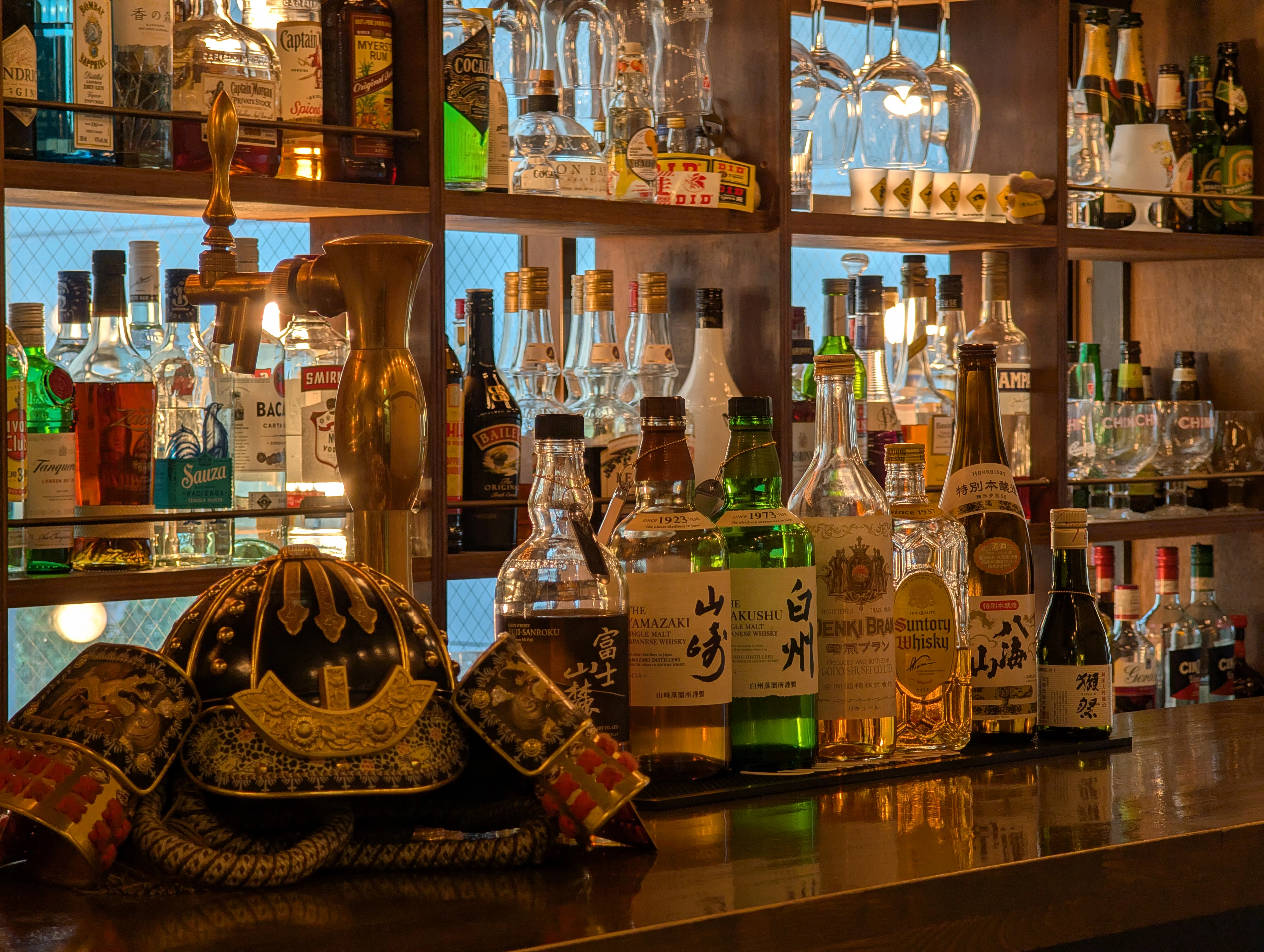 Samurai Bar Asakusa interior - cozy bar space with counter seats and table seating in Asakusa, Tokyo